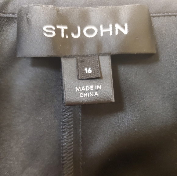 Saint John Black Satin, Lace, Jeweled Blouse / Shirt, Pants, and Belt Size 16 - Picture 8 of 9